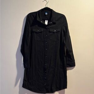 Old Navy Western Style Black Button-Down Shirt Dress Cotton